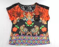 Mushbaby Sienna Rose Women's L Top Black Floral Lace Accent Pre-Owned