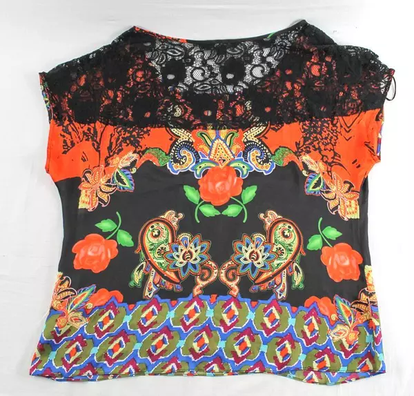 Mushbaby Sienna Rose Women's L Top Black Floral Lace Accent Pre-Owned