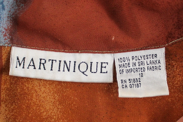 Martinique Women's Size 12 Sheer Multicolored Chiffon Short Sleeve Top - Vintage