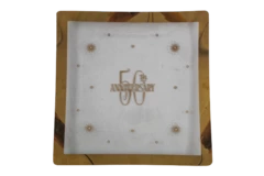 50th Anniversary Clear Glass Plate with Gold Border - 11" Collectible Decor