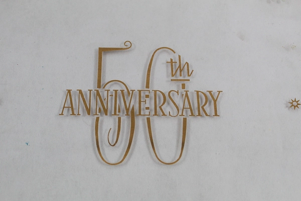 50th Anniversary Clear Glass Plate with Gold Border - 11" Collectible Decor