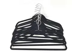 Lot of 10 Black Velvet Space Saving Hangers with Swivel Hooks Pre-owned
