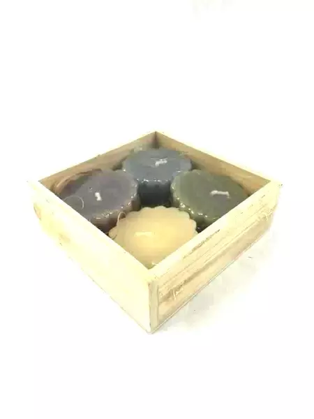 Lot of 4 Dayton Hudson Scalloped Edge Floating Candles Sealed in Wood Box