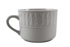 Totally Today Ceramic Coffee Mug Cup White Tooled Design 2.5" Tall