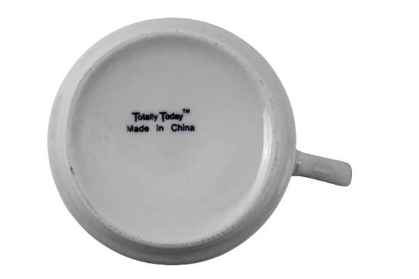 Totally Today Ceramic Coffee Mug Cup White Tooled Design 2.5" Tall