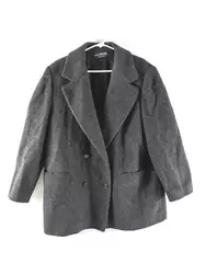 J.G. Hook Blazer Jacket Men's Size 44R Black 100% Pure Wool Double Breasted