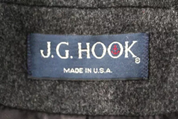 J.G. Hook Blazer Jacket Men's Size 44R Black 100% Pure Wool Double Breasted