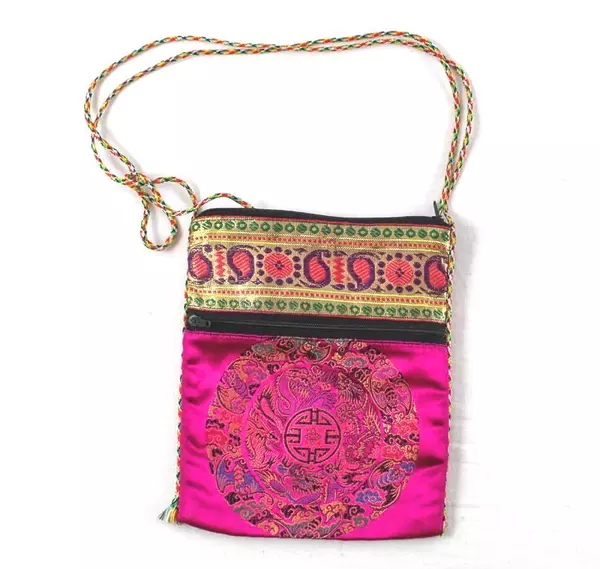 Hot Pink Mandala Tarot Passport Bag Velveteen with Gold Accent Pre-owned
