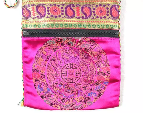 Hot Pink Mandala Tarot Passport Bag Velveteen with Gold Accent Pre-owned