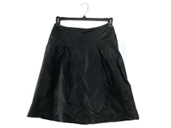 Studio Women's Black A-Line Pleated Skirt Size M Altered Pre-Owned with Stains