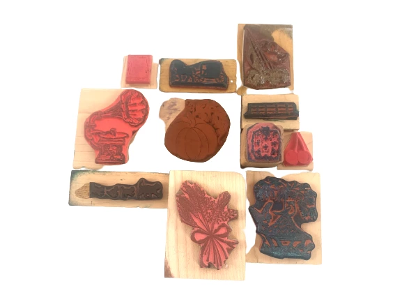 Lot of 11 Assorted Wood and Rubber Stamps for Scrapbooking & Crafting Pumpkin