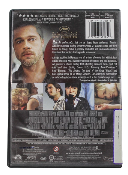 Babel DVD Brad Pitt Cate Blanchett Widescreen R Rated Paramount Pre-Owned