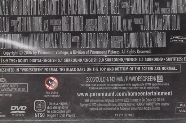 Babel DVD Brad Pitt Cate Blanchett Widescreen R Rated Paramount Pre-Owned