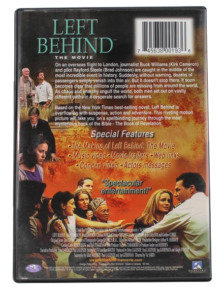 Left Behind DVD Kirk Cameron 2000 - Christian Film, Pre-Owned, As-Is