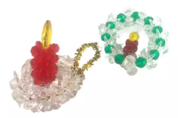 Lot of 12 Handmade Beaded Christmas Ornaments - Snowflakes & Candy Canes