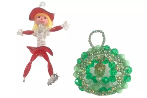 Lot of 12 Handmade Beaded Christmas Ornaments - Snowflakes & Candy Canes