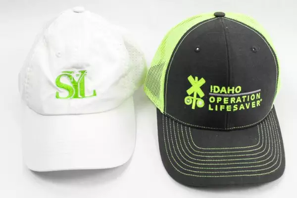 Lot of 2 Trucker Hats Neon Green White SYL Idaho Operation Lifesaver Richardson
