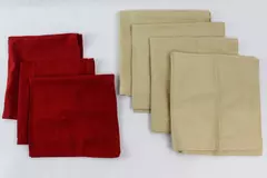 Lot of 7 Crate & Barrel Cloth Napkins Ecru & Red for DIY Crafts - Stains