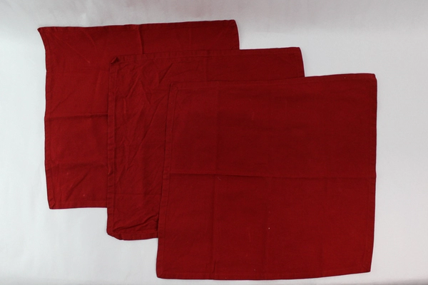 Lot of 7 Crate & Barrel Cloth Napkins Ecru & Red for DIY Crafts - Stains