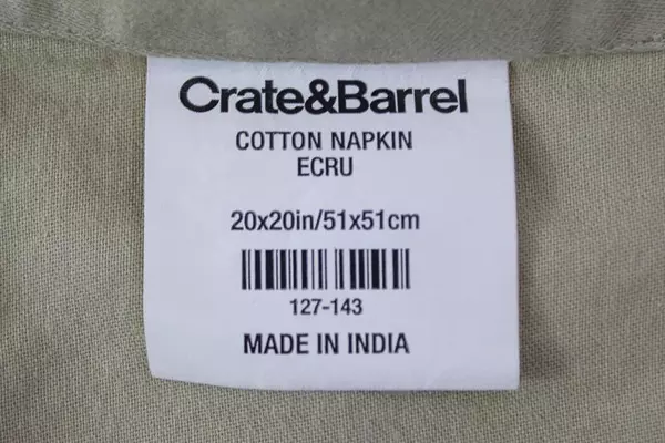 Lot of 7 Crate & Barrel Cloth Napkins Ecru & Red for DIY Crafts - Stains