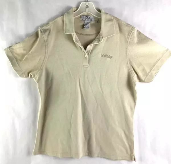 Vantage Linfield College Women's Polo Shirt MD Cream Textured Pre-owned