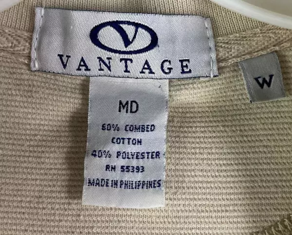 Vantage Linfield College Women's Polo Shirt MD Cream Textured Pre-owned