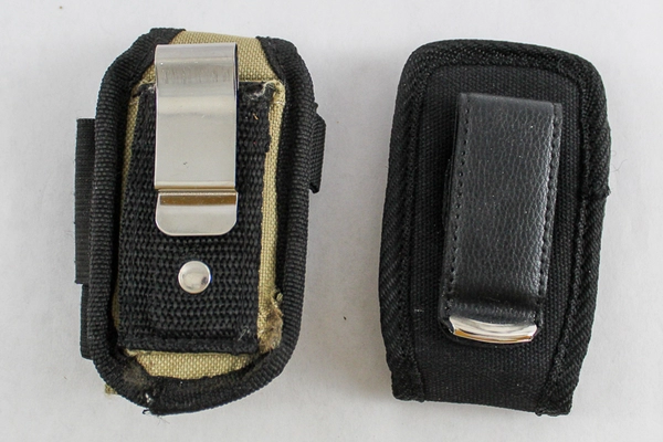 Vintage Lot of 2 Cummins Flip Cellphone Belt Cases Black & Khaki Tan Holder