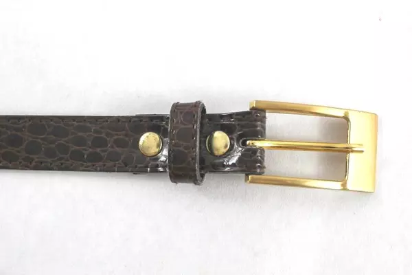 Vintage Women's Size 16 Faux Leather Reptile Belt with Gold Buckle 40" Long