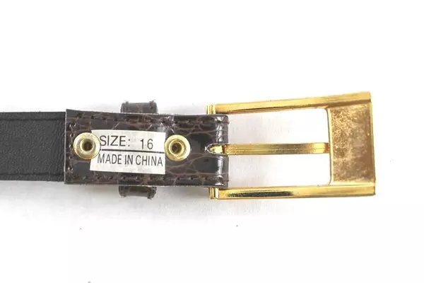 Vintage Women's Size 16 Faux Leather Reptile Belt with Gold Buckle 40" Long