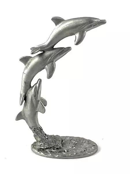 Spoontiques Pewter Leaping Dolphins Figurine PP245 3" Tall Collectible