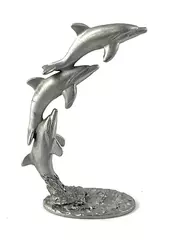 Spoontiques Pewter Leaping Dolphins Figurine PP245 3" Tall Collectible