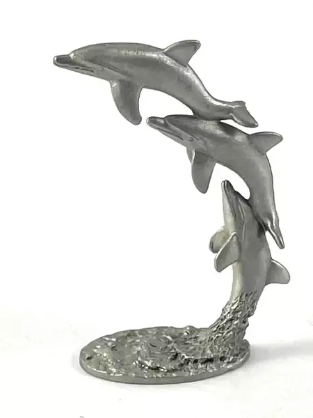 Spoontiques Pewter Leaping Dolphins Figurine PP245 3" Tall Collectible