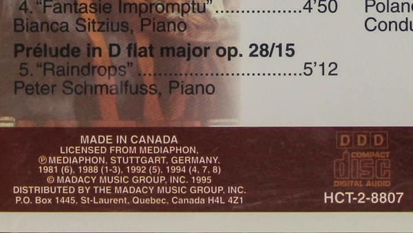 Best of Chopin Piano Concerto No. 1 CD Madacy 1995 Pre-owned