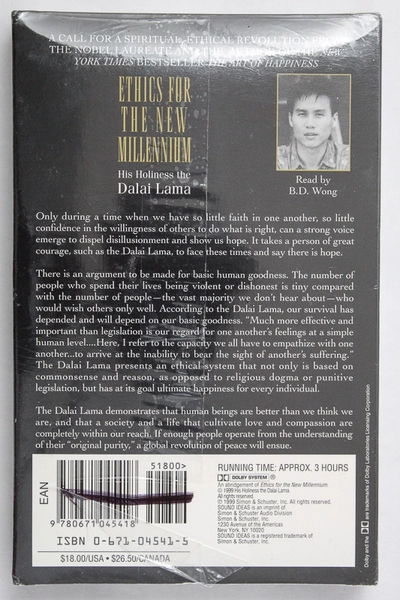 Dalai Lama Ethics for the New Millennium Audiobook Cassette Set - Sealed
