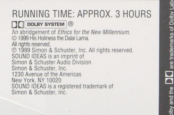 Dalai Lama Ethics for the New Millennium Audiobook Cassette Set - Sealed