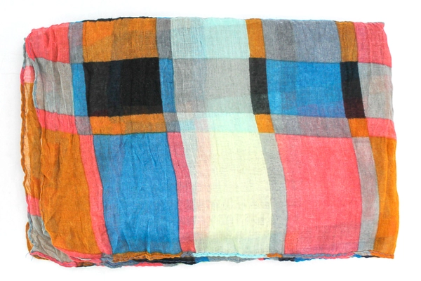 Lot of 2 Women's Scarves - David and Young Plaid & Burgundy Polka Dots