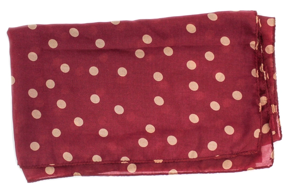 Lot of 2 Women's Scarves - David and Young Plaid & Burgundy Polka Dots