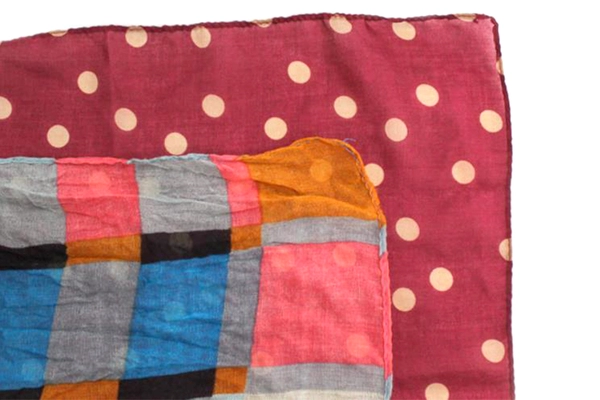 Lot of 2 Women's Scarves - David and Young Plaid & Burgundy Polka Dots