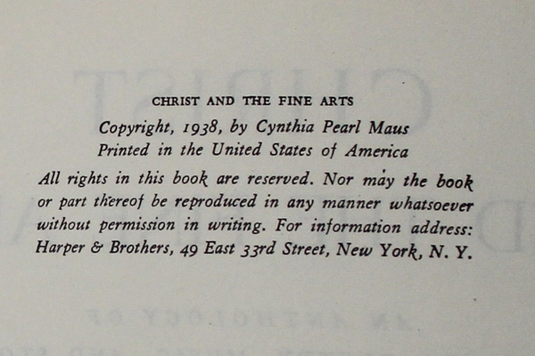 Antique 1938 Book "Christ and The Fine Arts" by Cynthia Pearl Maus HC