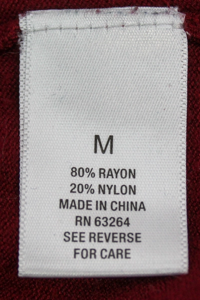 Roz & Ali Burgundy V-Neck Sweater M Beaded Long Sleeve Pre-Owned