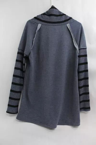 Mai Soli Women's L Large Slate Blue Ribbed Turtleneck Sweater - Pre-owned