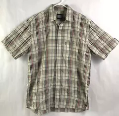 Key Men's Short Sleeve Plaid Shirt LR Red Black Tan - Pre-Owned Casual Wear