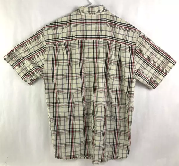 Key Men's Short Sleeve Plaid Shirt LR Red Black Tan - Pre-Owned Casual Wear