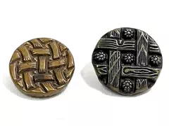 Lot of 2 Vintage Brass Shank Buttons Basketweave 38L & 36L Collectible