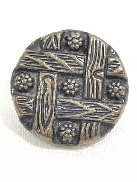 Lot of 2 Vintage Brass Shank Buttons Basketweave 38L & 36L Collectible