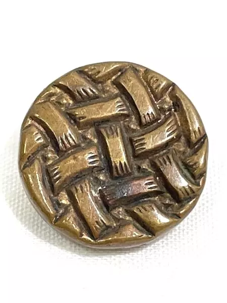 Lot of 2 Vintage Brass Shank Buttons Basketweave 38L & 36L Collectible