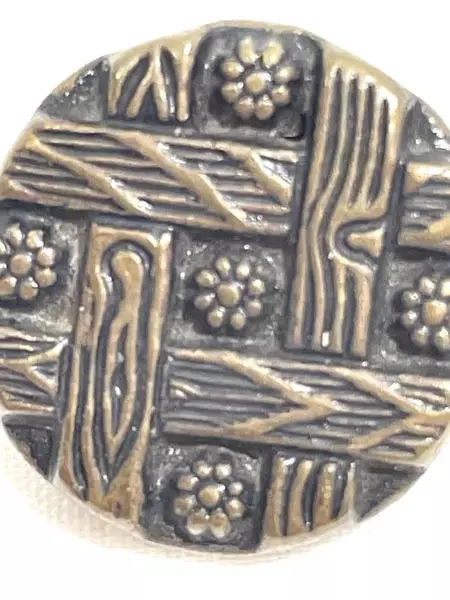 Lot of 2 Vintage Brass Shank Buttons Basketweave 38L & 36L Collectible