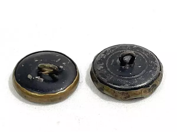 Lot of 2 Vintage Brass Shank Buttons Basketweave 38L & 36L Collectible
