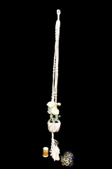 Lot of 4 Vintage Home Decor: Flowers, Macramé Hanger, Shaker & Stones