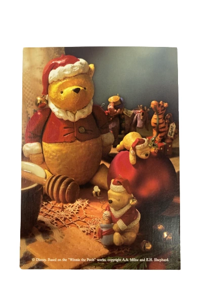 Vintage Disney Winnie the Pooh Christmas Postcard A.A. Milne 6" Collectible